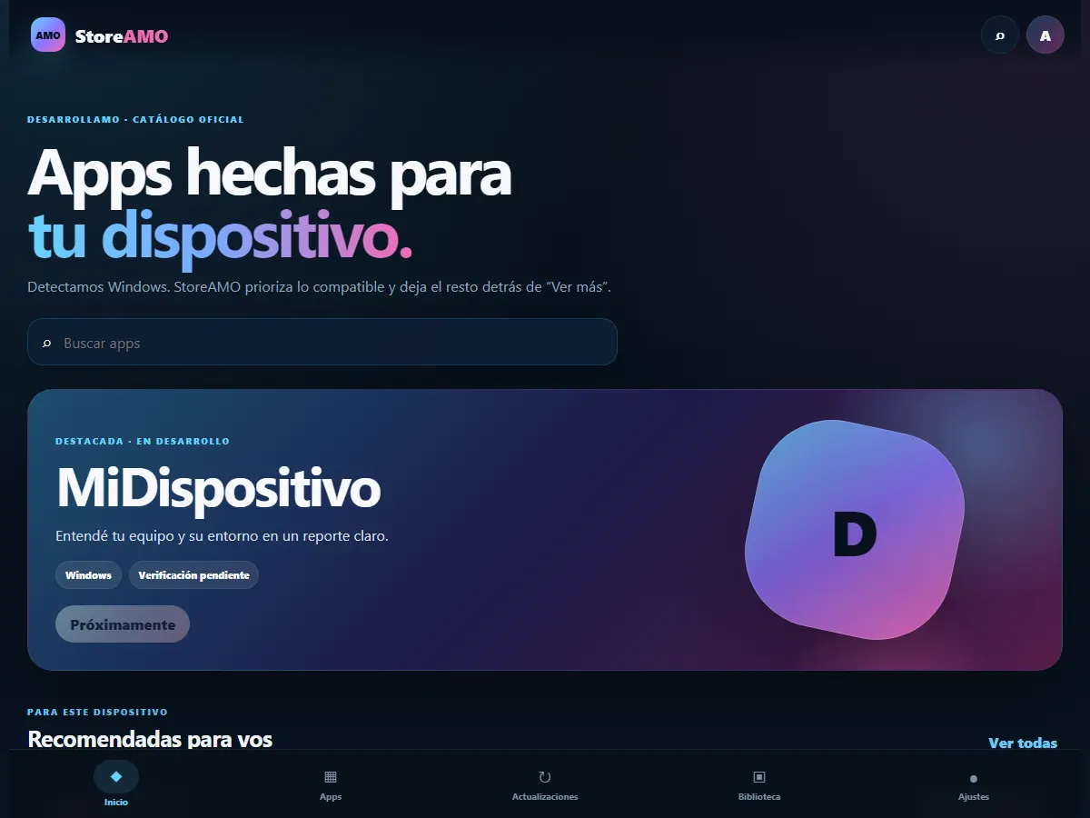 Captura real de la tienda pública StoreAMO